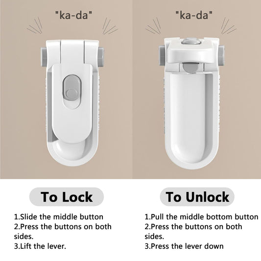 Cispree Door Lock for Children-2Pack, Baby Door Safety Locks, Door Handle Lock Without Drilling, Temporary Lever Stopper for Toddler and Pets Safety Proof, Stick on Kitchen Bathroom or Bedroom