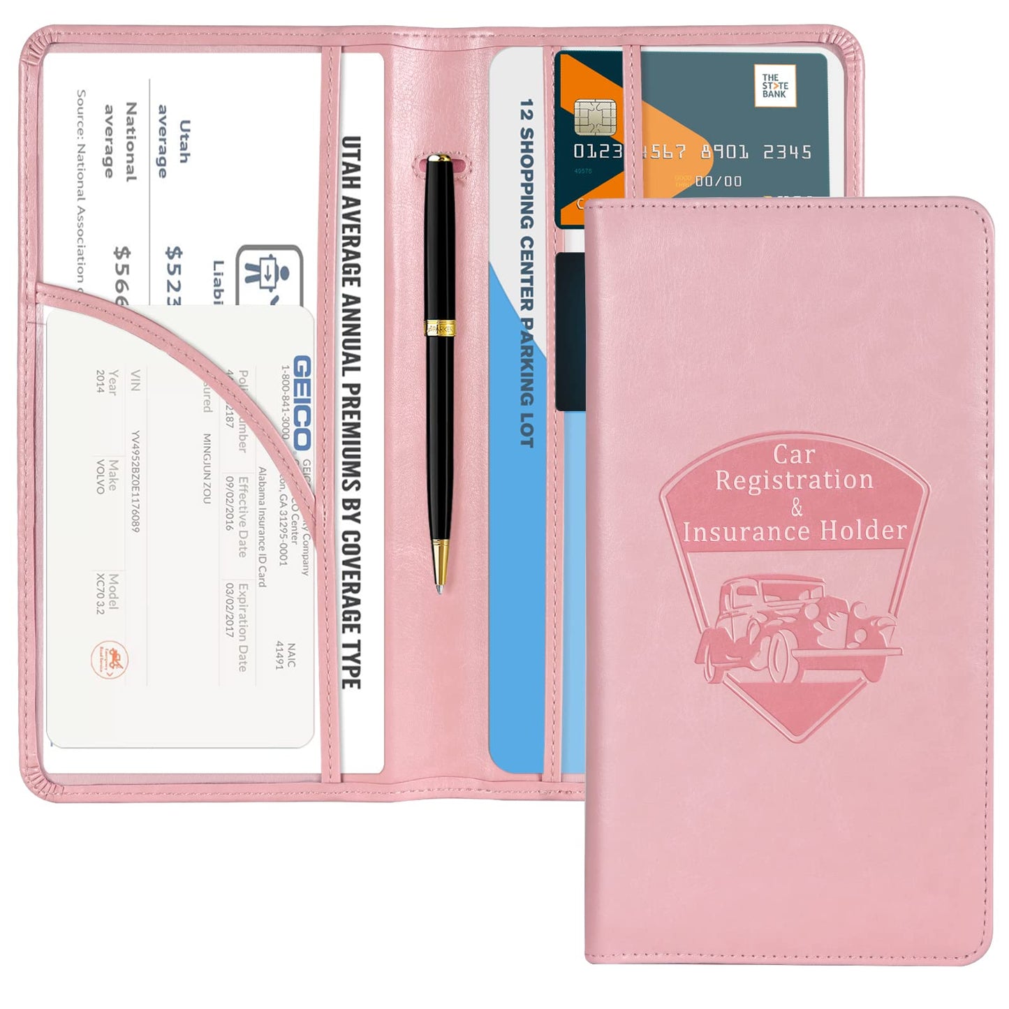 CoBak Car Registration and Insurance Holder - Vehicle Glove Box Car Organizer,Auto Truck Comparment Accessories Case with Magnetic Closure for Essential Document,Driver License,Cards