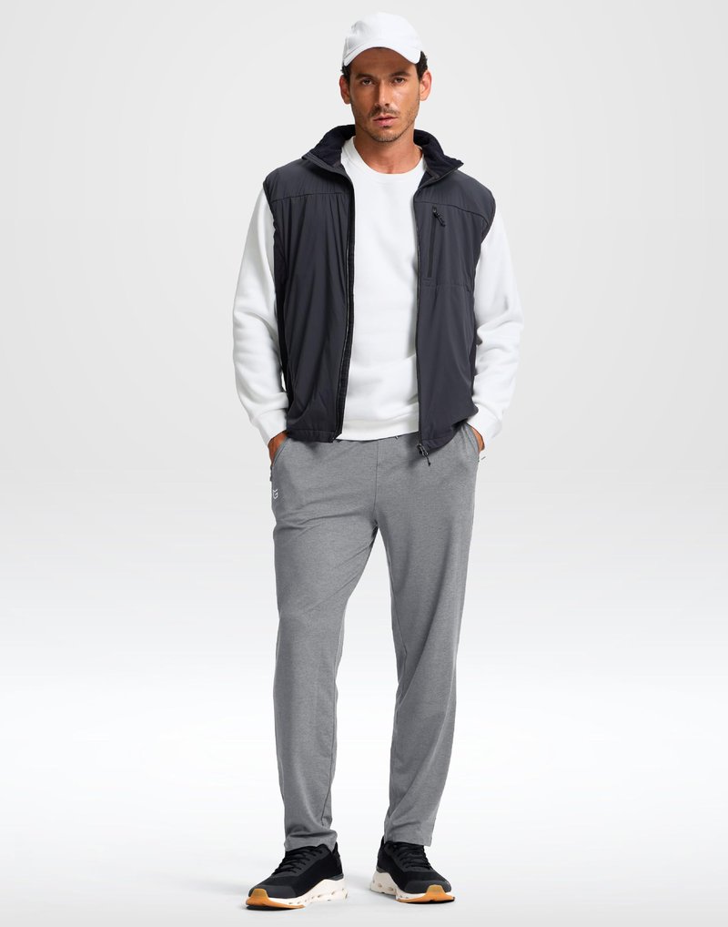 G Gradual Men's Sweatpants with Zipper Pockets Lightweight Athletic Workout Pants Soft Casual Lounge Sweat Pants for Mens(Platinum Heather, L)