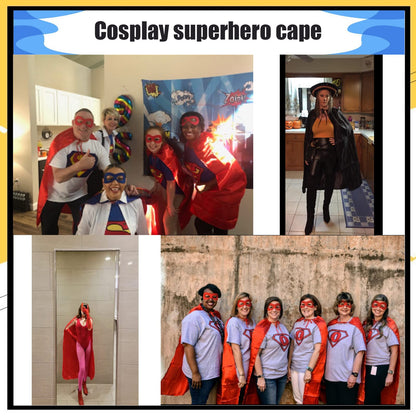 Adult Superhero Capes and Masks - Halloween Vampire Cape Superhero Party Capes Superhero Costume(Black)