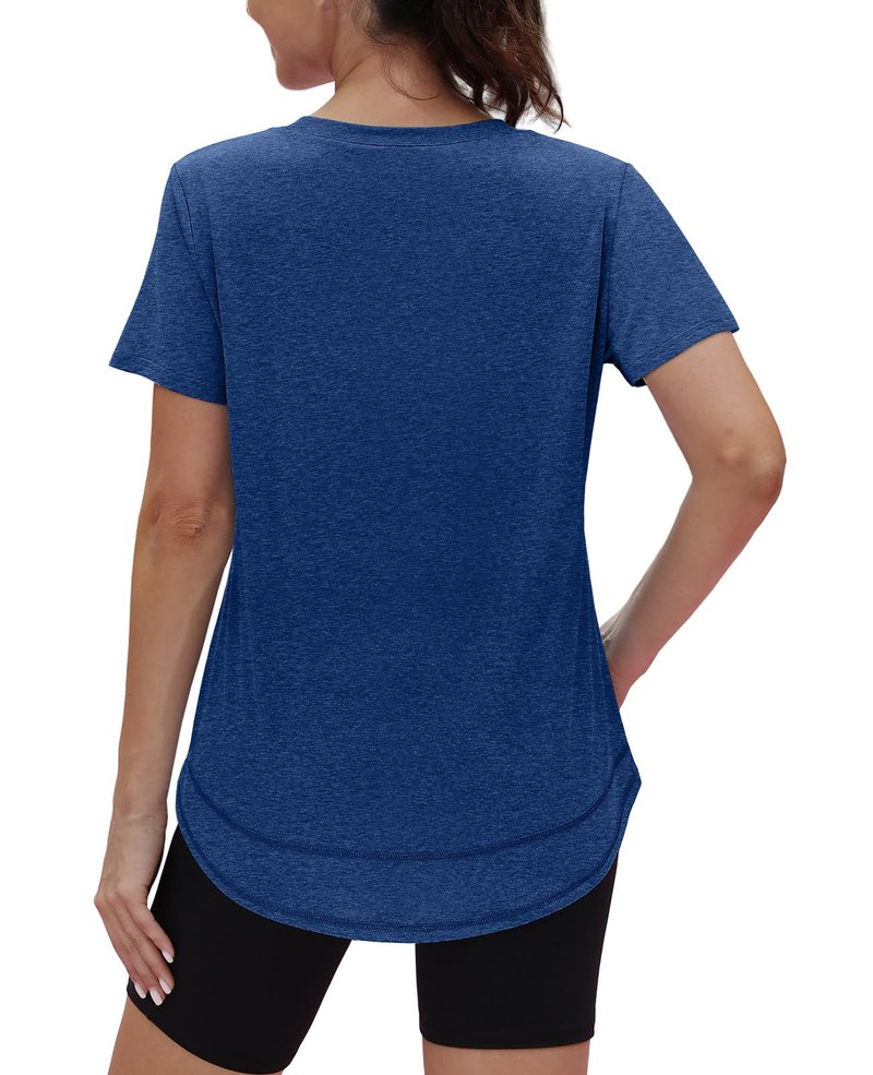 Oversized Tshirts for Women Dry Fit Plus Size Spring Clothes Summer Athletic Tops Workout Shirts Crewneck Navy 3XL