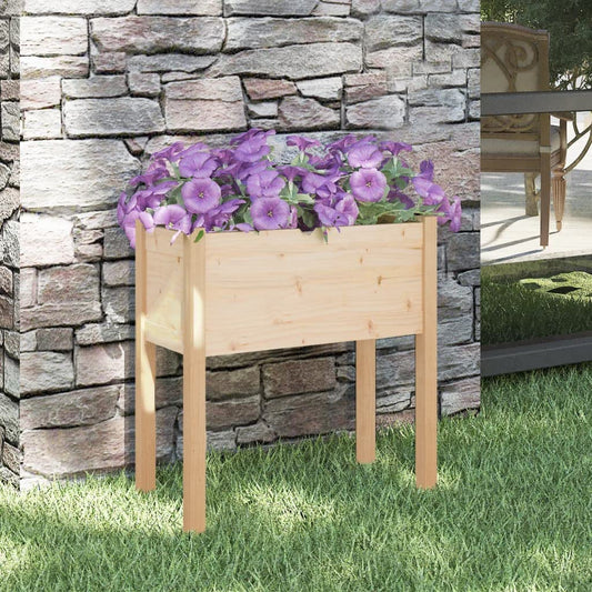 WXGTBKPR Solid Pine Wood Garden Planter Box, 27.6-Inch Square Outdoor Flower Bed for Patio, Deck, Balcony, Rustic Vegetable Container Stand