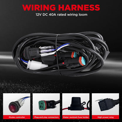 BIGLION.X 7Inch LED Round Offroad Lights Red 2pcs 210W 32000LM Spot Beam Driving Work Fog LED Off Road Lights ATV UTE SUV 4x4 Universal Fit