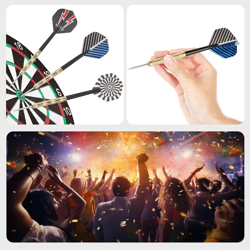 MaxMau 18 pcs Steel Tip Darts Set for Dartboard Metal Point Aluminum Foil Dart Flights