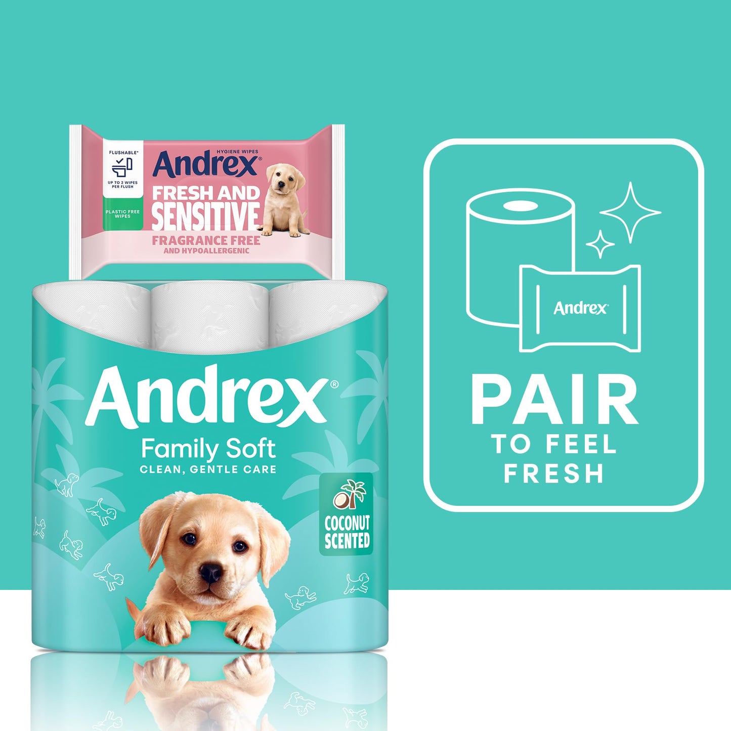 Andrex Coconut Fresh Fragrance Toilet Rolls - 45 Toilet Roll - Bulk Buy Toilet Rolls - Coconut Scented Toilet Rolls for a Fresh and Confident Clean