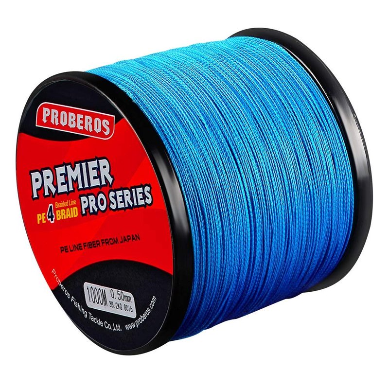 BAIKALBASS Superpower Braided Fishing Line 4 Strands Strong Multifilament PE Braid Wire for Saltwater 328Yard/300M 8LB Blue