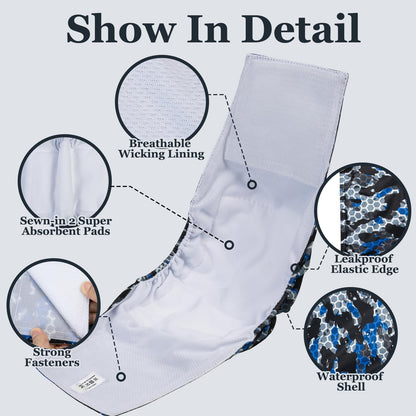 Dono Washable Male Dog Nappies, Super Absorbing Male Dog Belly Band Pack of 3, Sanitary Pants Dog Wraps for Small Medium Large Dogs XL(Army,XL)