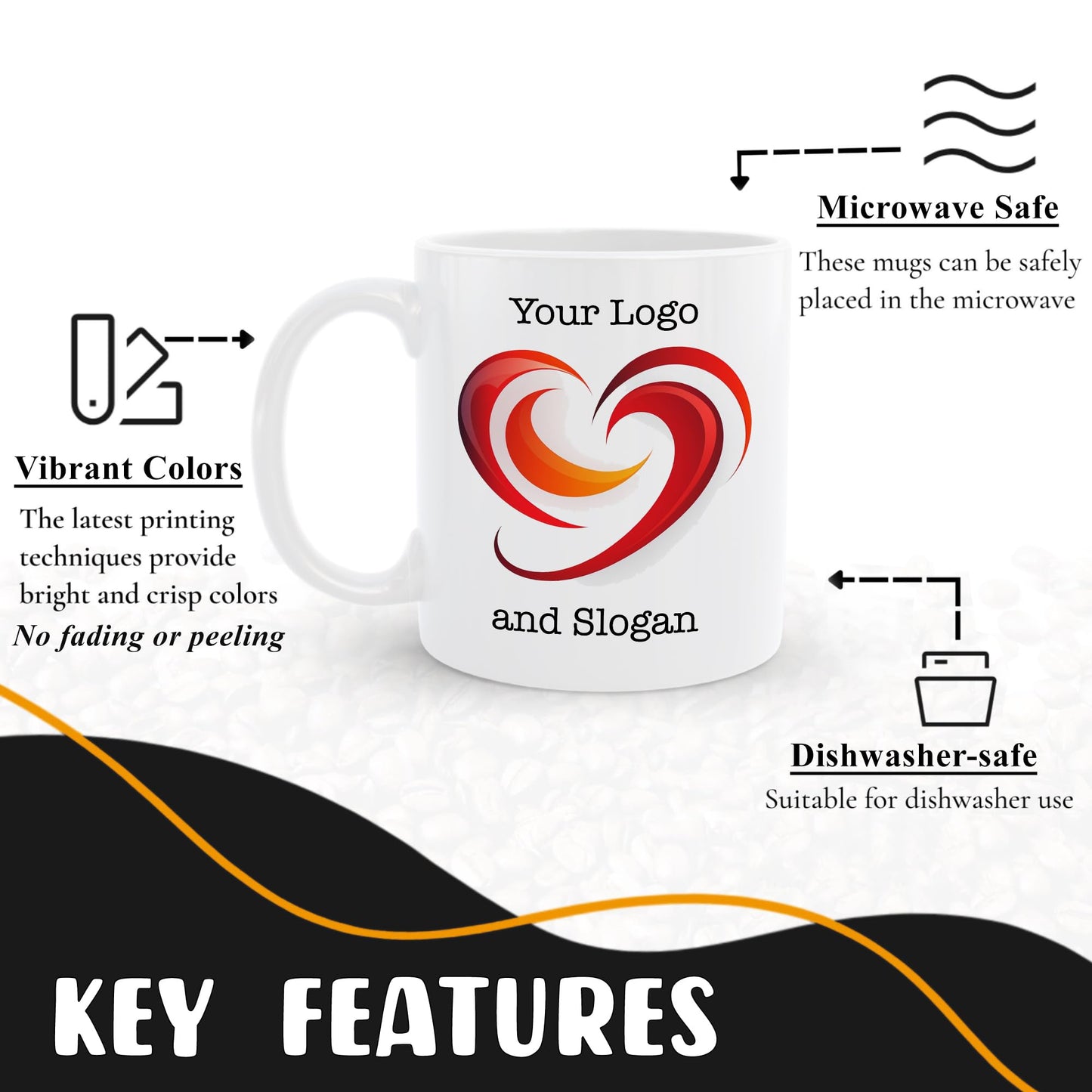 Giftbees Personalized Coffee Mug, Custom Picture Text or Logo Ceramic Mug, Customized Gift for Men & Women, Taza Personalizada with Photo and Words, Customizable 11 Oz Tea Cup | White