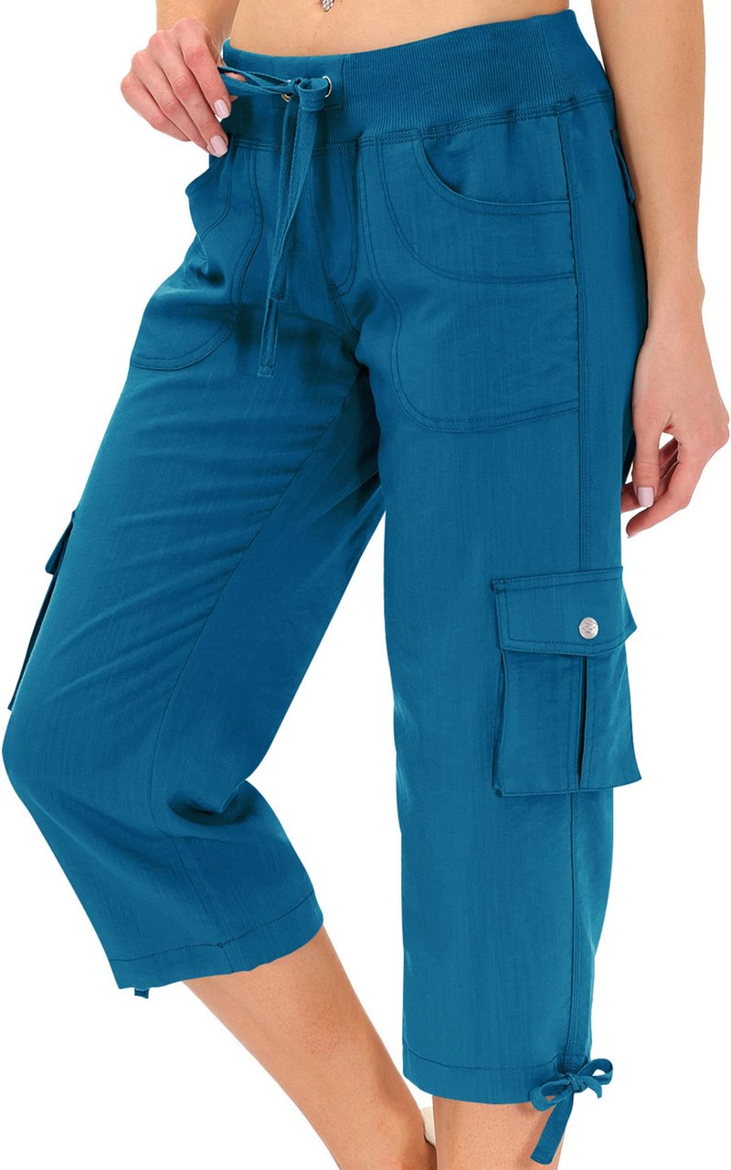 MoFiz Capri Pants for Women Cargo Hiking Pants Lightweight Women's Capris Summer Casual Travel Blue 3XL