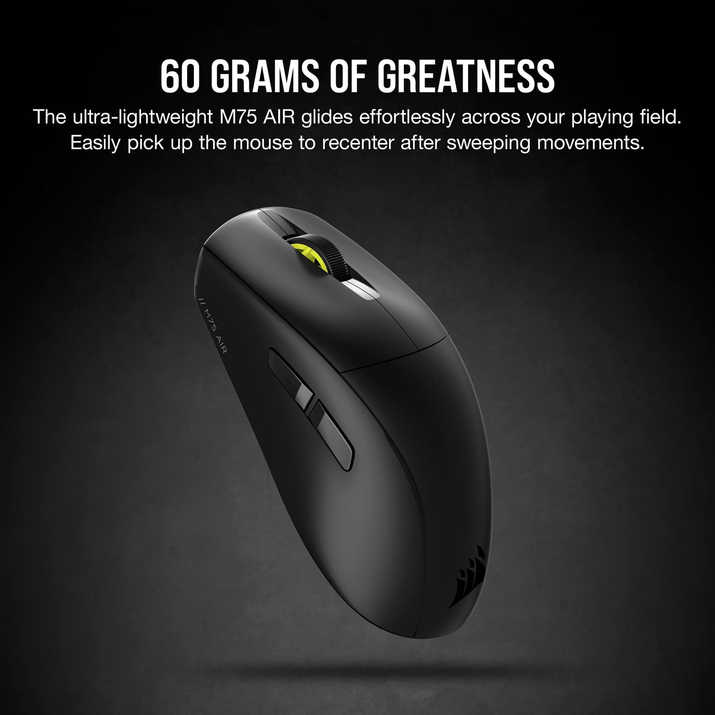Corsair M75 AIR Wireless Ultra Lightweight Gaming Mouse – 2.4GHz & Bluetooth – 26,000 DPI – Up to 100hrs Battery – iCUE Compatible – Black