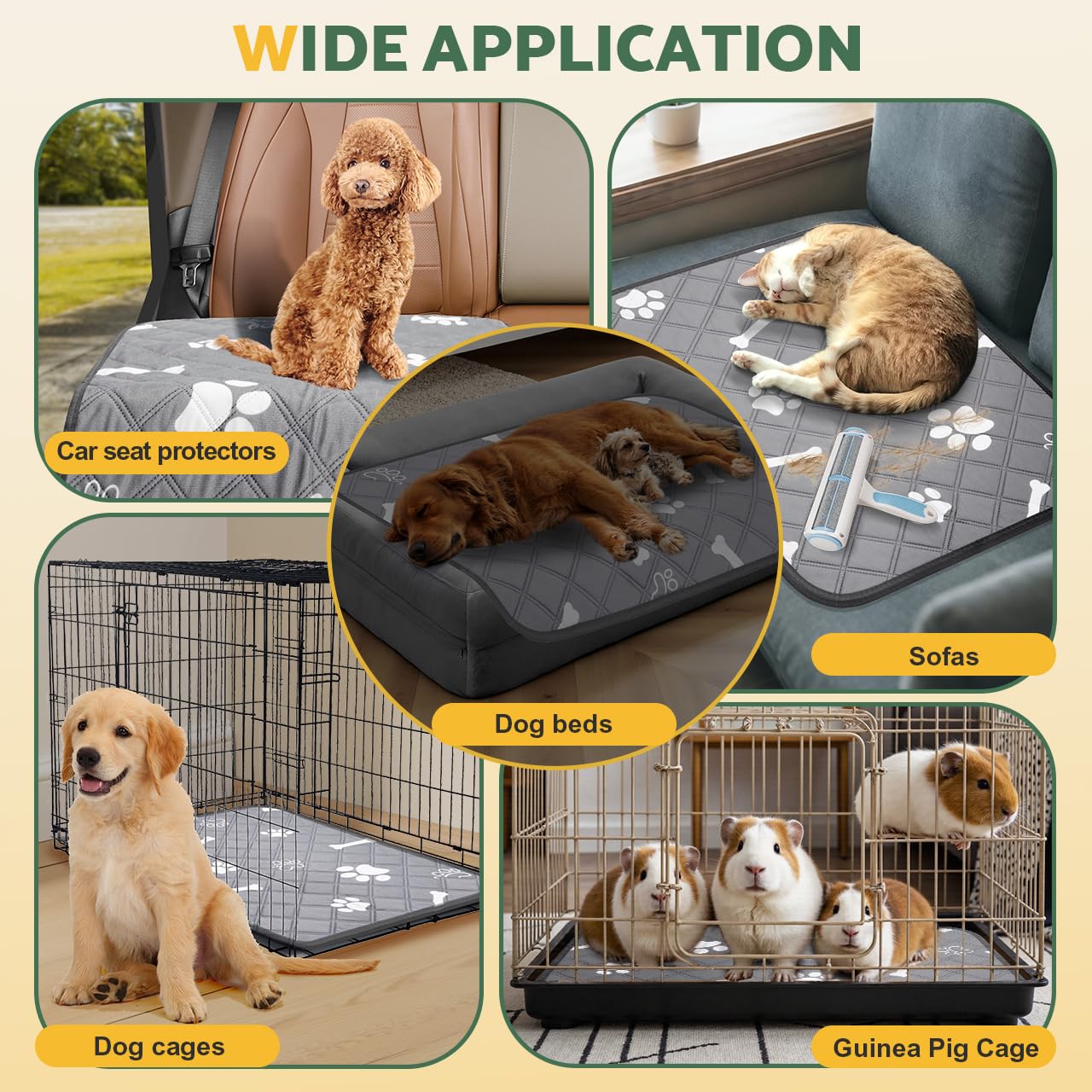 Gimars Reusable Dog Training Pads,2 Pack 120×90cm Washable Dog Pads,Thickened Absorbent Pet Mat,Fast Drying Training Mat for Puppy/Senior Pet Whelping Incontinence Housebreaking