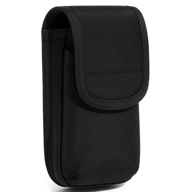 TACNEX Tactical MOLLE Phone Pouch Case Dual Mobile Holder Holster fit Belt Vest Hevay Duty Nylon Carrier Bag for Police LE Security EMS EMT Construction Range Field Outdoor Black