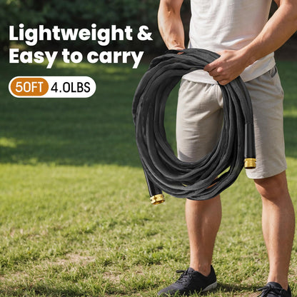 Haeteir 2025 Upgraded 50FT Non-Expanding Garden Hose, Lightweight, Flexible Ultra-Light Water Hose, Burst-Resistant, Lead-Free, Anti-Kink, High-Pressure