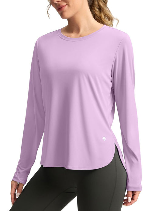 Women's Sun Shirts UPF 50+ Long Sleeve UV Protection Shirt Lightweight Quick Dry Workout Hiking Tops for Women(Purple,XS)