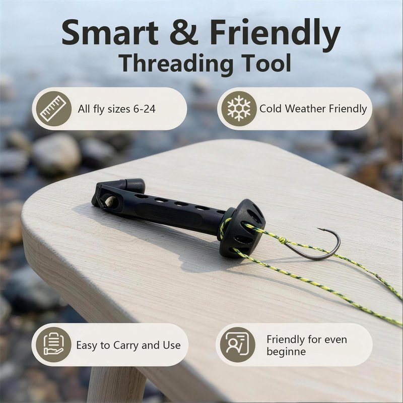 Fly Fishing Magnetic Fly Threader, Fishing Anglers Tippet Threader to Easily Rig Small Flies Tippet on Water Fishing Accessory Make Fly Tying Simpler Works (1pcs)