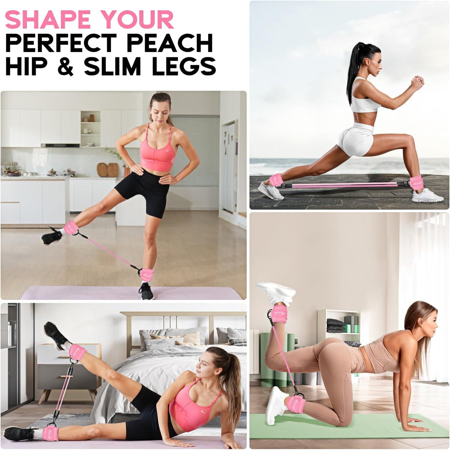 HPYGN Ankle Resistance Bands, Ankle Bands for Working Out, Leg Glutes Training Workout Equipment for Women, Exercise Bands with Cuffs, Kick Back Ankle Strap Set for Home Gym