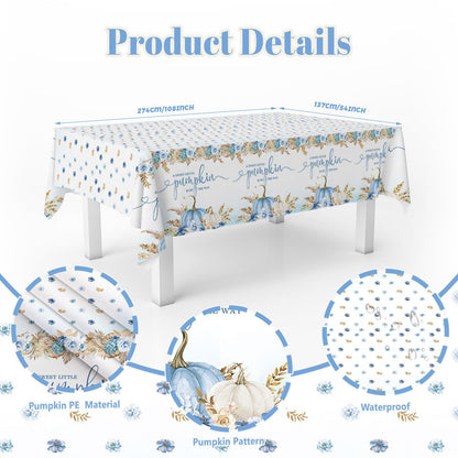 AIBIIN 194Pcs Fall Pumpkin Baby Shower Decorations for Boys, Boho Floral Pampas Grass Little Pumpkin Party Supplies Disposable Tableware Set Plates Napkins Banners Plastic Tablecloth for Baby Shower