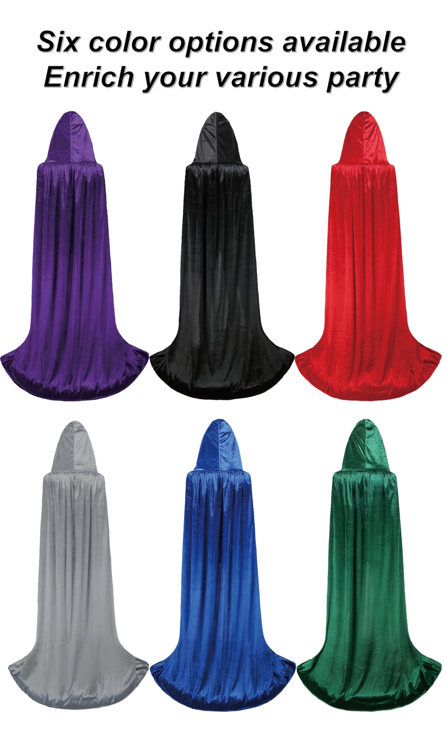 Dreamture Unisex Halloween Costume Cape Hooded Velvet Cloak for Men and Womens