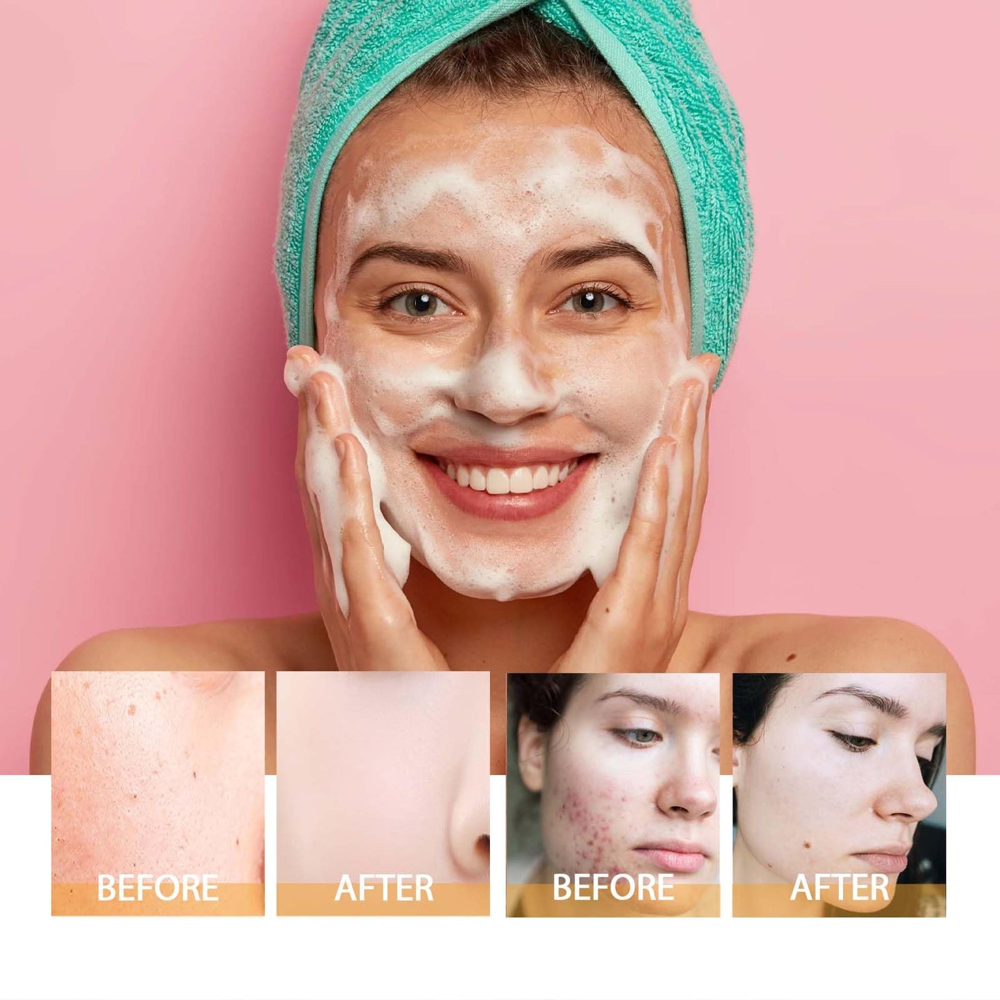 Turmeric Face Wash with Brush, Turmeric Foaming Facial Cleanser for All Skin, 3.38 Fl Oz/pcs