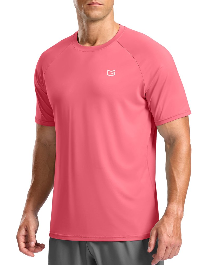 G Gradual Men's Athletic Workout T-Shirts Moisture Wicking Cooling Running Shirts Short Sleeve Performance Tee for Gym Tennis(Pink,XXL)