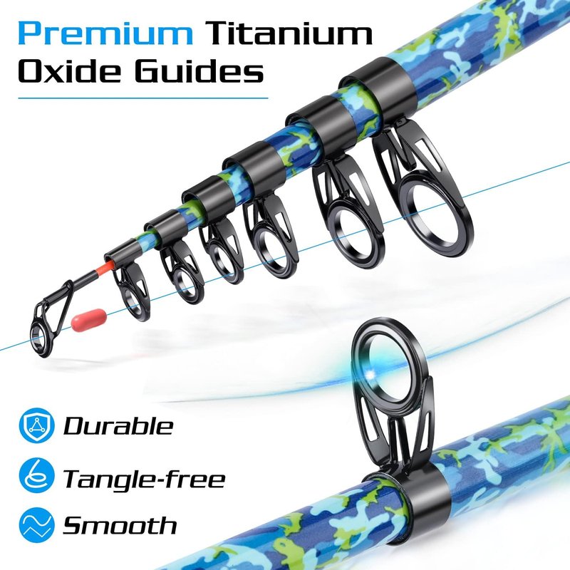 Telescopic Fishing Rod and Reel Combo - Carbon Fiber Travel Kit with 11+1 Bearings | Ideal for Bass, Trout, Catfish, Redfish