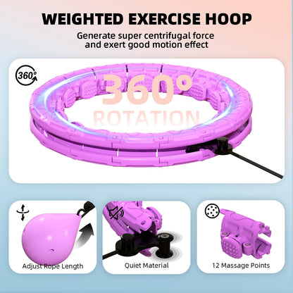 Argvsde Weighted Hula Infinity Fitness Hoop for Adult Weight Loss, 2 in 1 Smart Fitness Workout Hula Circle Hoops with 28 Detachable Knots, Exercise Fit Hoop Suitable for Women and Beginners