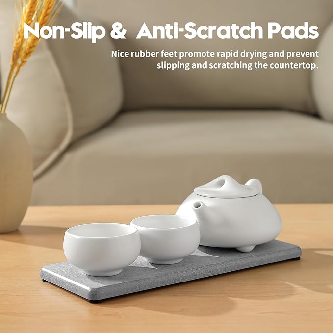 2PCS Bathroom Counter Vanity Trays, Water Absorbing Diatomite Stone Quick
