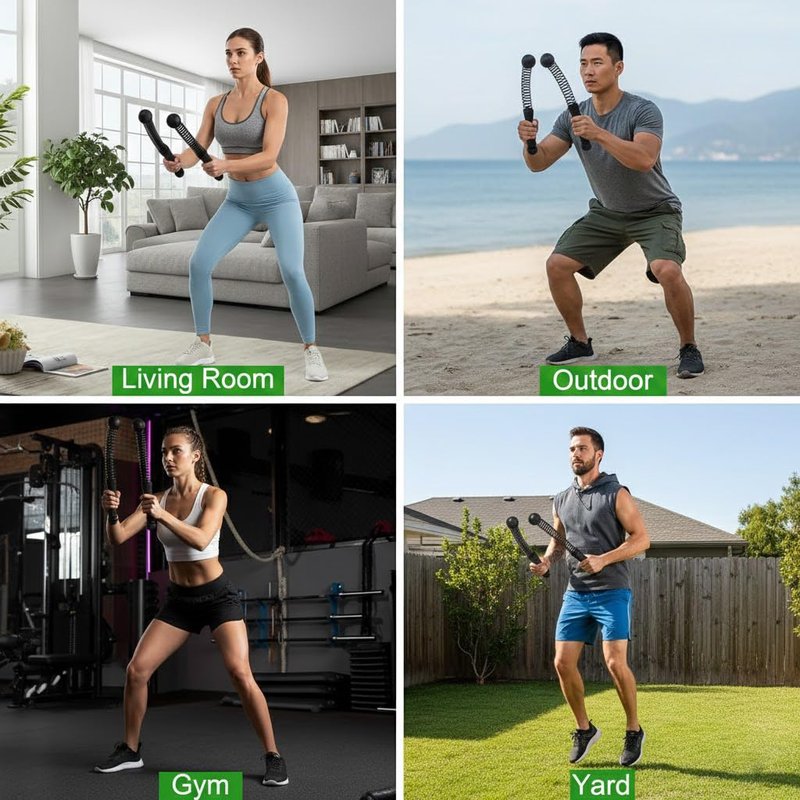 Upgrade Weighted Ropeless Battle Ropes, 2PCS Cordless Battle Rope for Home Gym, HIIT, Quiet Portable Training Rope, Strength, Workout Ropes Versatile Fitness Equipment for Men Women