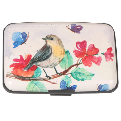 BOHONG Credit Card Holder Small RFID Blocking Wallet Business Metal Slim Mini Aluminum Hard Case for Women Men-A Bird