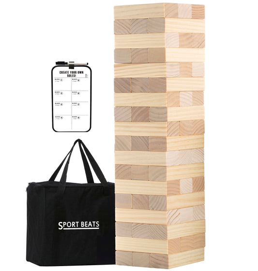 Giant Tower Game Outdoor Games 54 Blocks Stacking Game Includes Carry Bag and Scoreboard