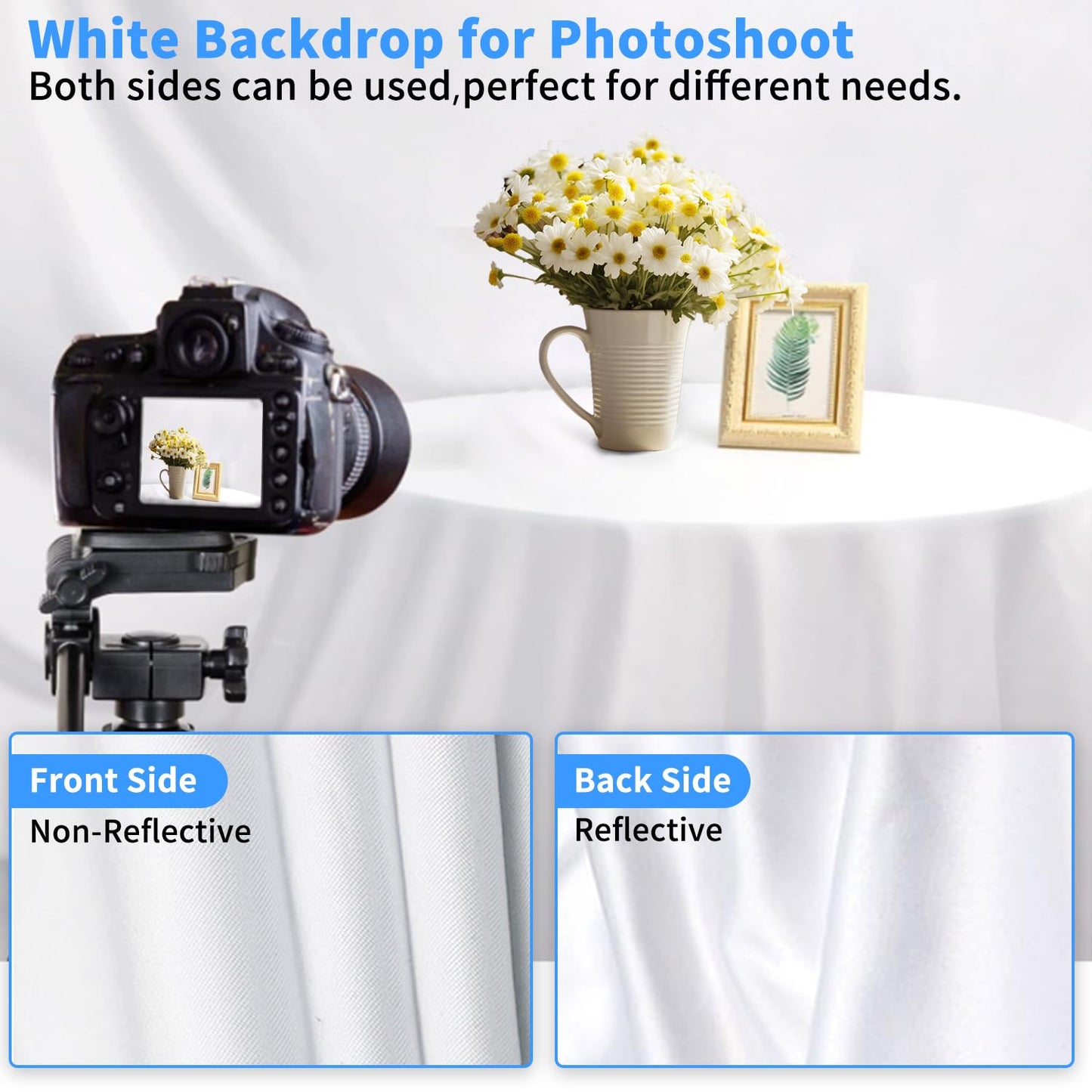 HEMMOTOP Photo Backdrop Curtains, 5x7 ft White Backdrop for Photoshoot, White Photography Seamless Backdrops Background for Easter, Birthday Party, Halloween, Photo, Projector Screen