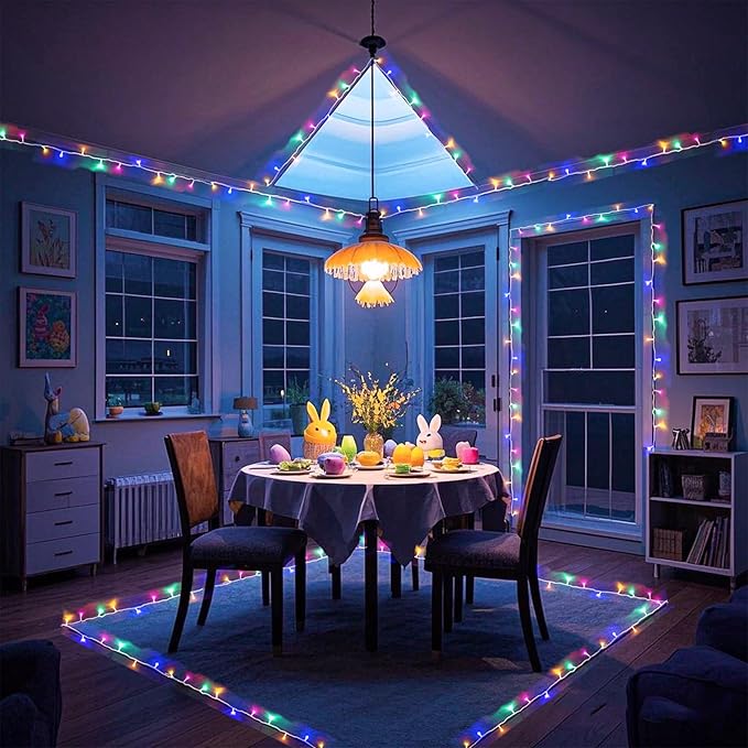 120 LED String Lights Plug in 8 Modes Clear Wire, Waterproof Twinkle Fairy Lights for Indoor Outdoor Bedroom Wedding Party Easter Decorations
