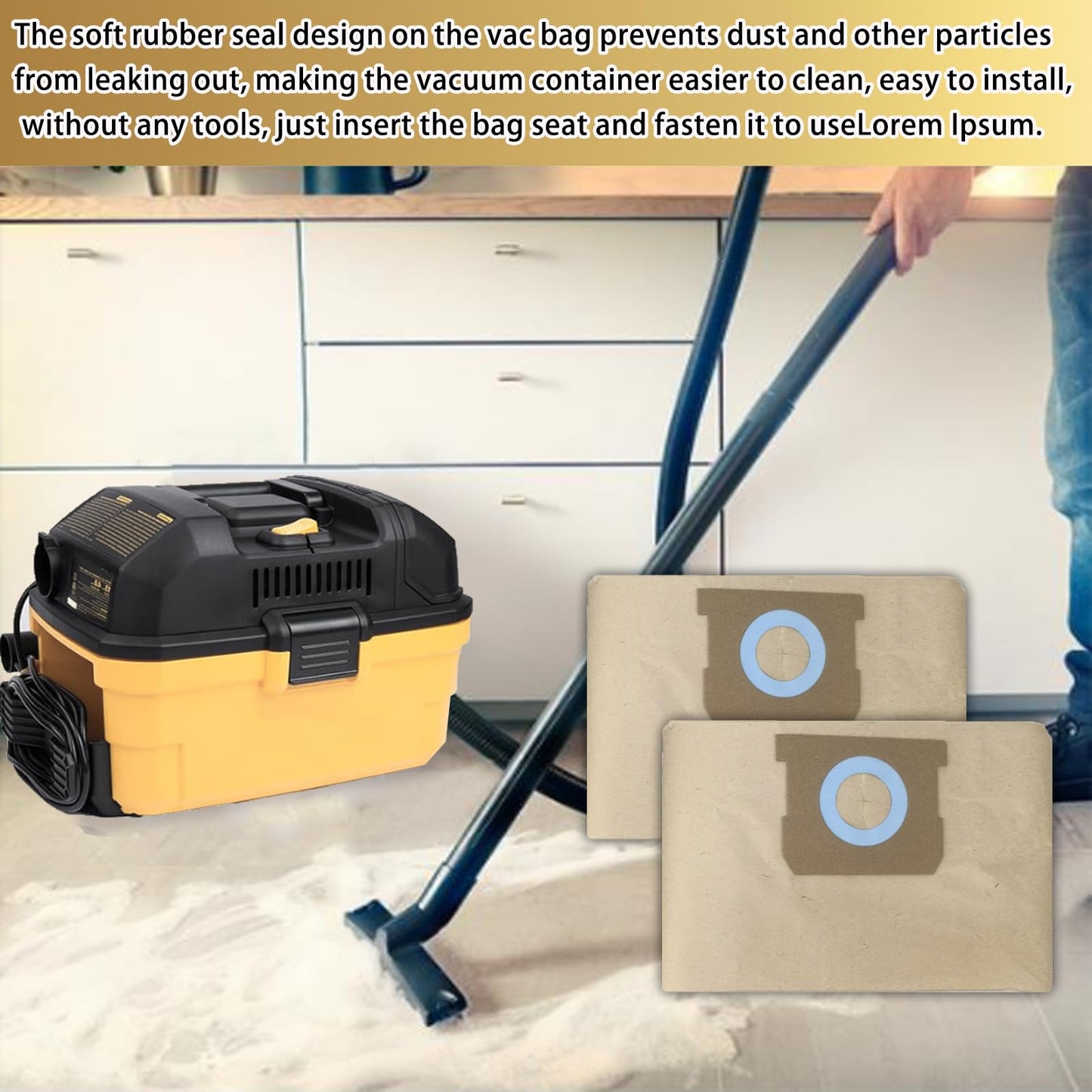 6pack DXVA25-4040 Shop Vac Bags 4 Gallon for DEWALT DXV04T Wet/Dry Vacuum