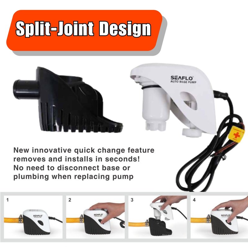 SEAFLO Automatic 1100GPH Submersible Bilge Water Pump with Magnetic Float Switch 4 Year Warranty