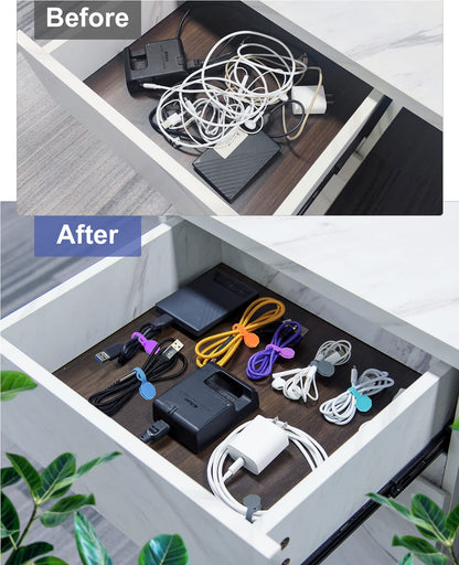 8PCS Silicone Magnetic Cable Ties & Clips, Cord Organizer [1S] Management Reusable Magnet Cable Organizer, Phone Cord Holder for Organizing, Bookmark Whiteboard Fridge Magnets etc