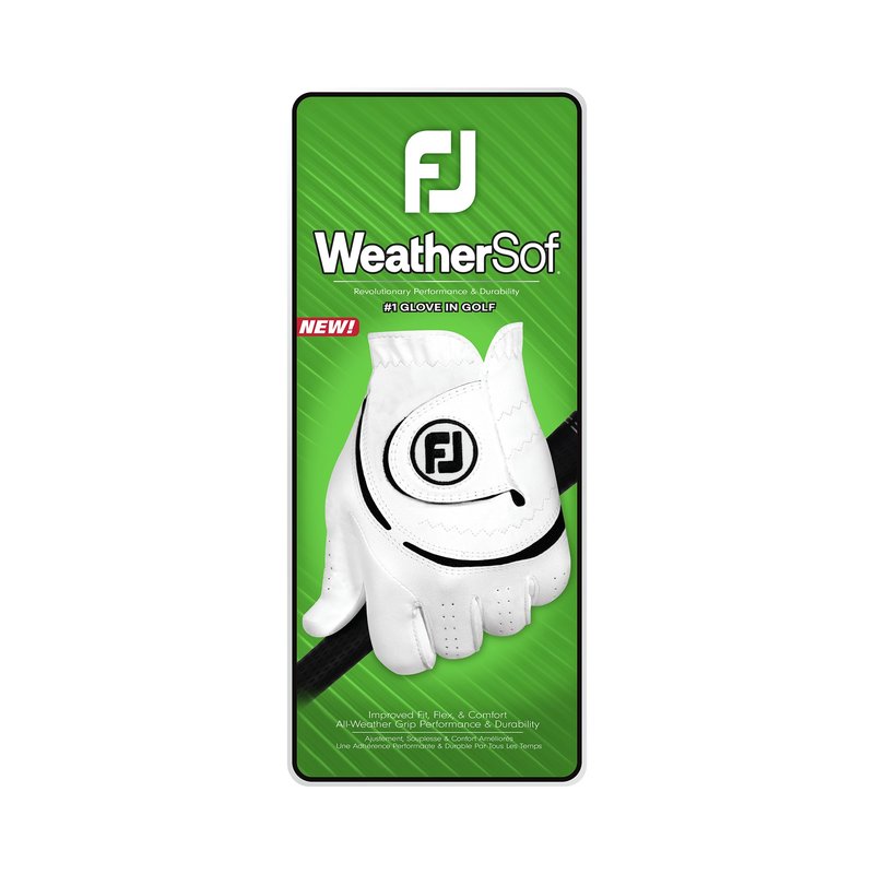 FootJoy Men's WeatherSof Golf Glove, White, Medium, Worn on Left Hand