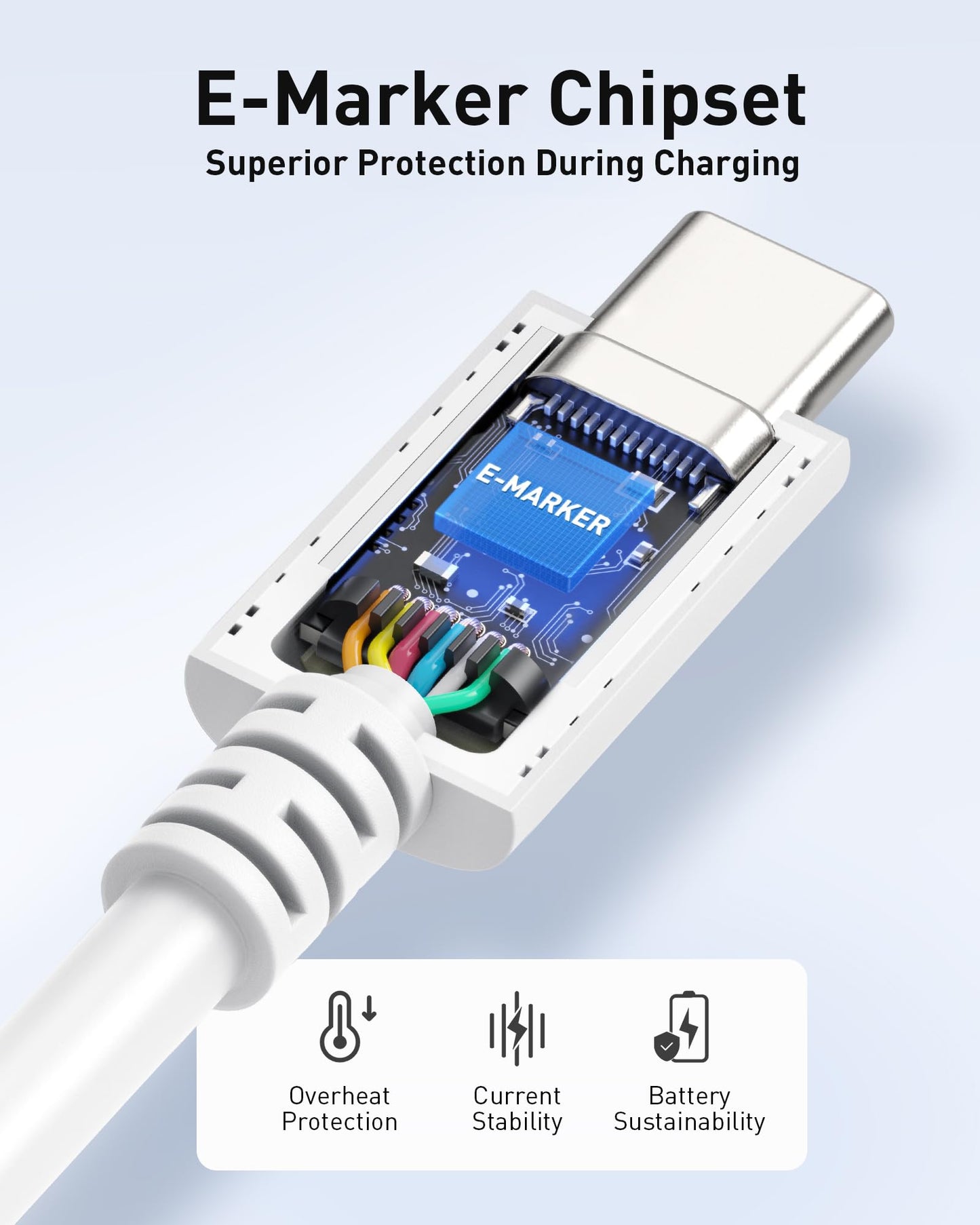 Cable Matters [USB-IF Certified] 240W USB C Cable - 6.6ft, Up to [240W Charging, 480Mbps], No Video Support, USBC Charger Cable/USBC Charging Cord for MacBook/iPad Pro/XPS/Surface Pro, White