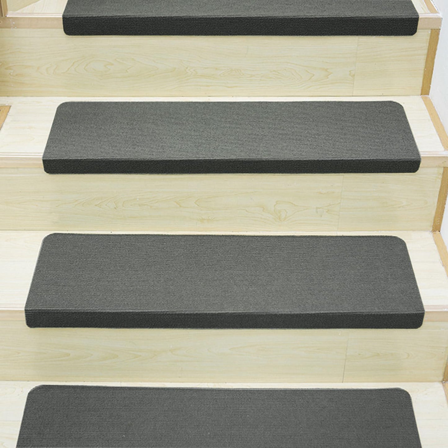 Riadyet 8" x 22" Non-Slip Stair Treads (5-Pack) – Slip-Resistant Safety Mats with Reusable Adhesive for Indoor Stairs (Dark Gray)