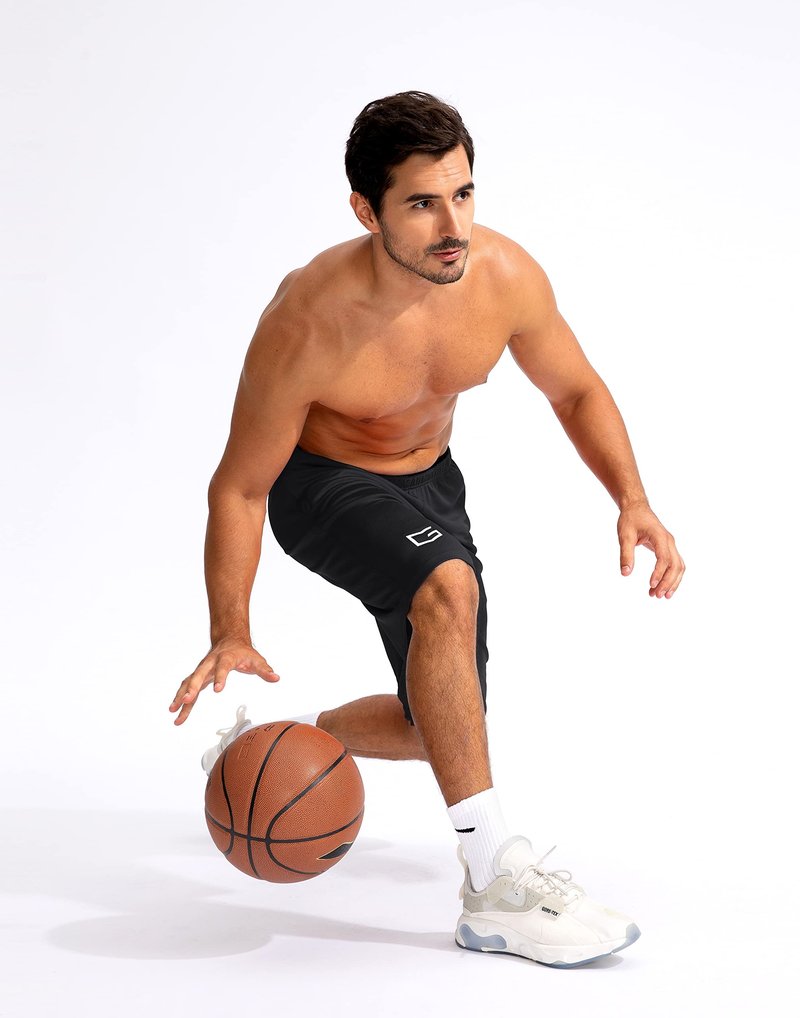 G Gradual Men's Basketball Shorts with Zipper Pockets Lightweight Quick Dry 11" Long Shorts for Men Athletic Gym(Black,M)