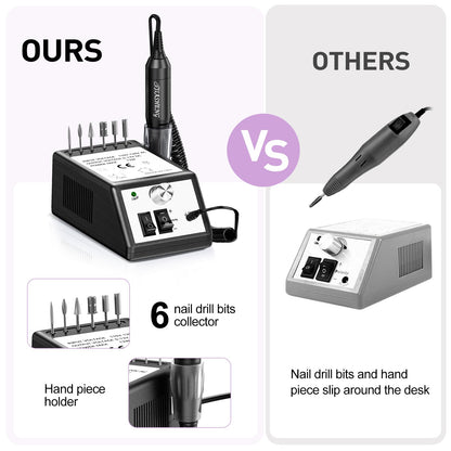 20000RPM Electric Nail Drill Professional Nail File Drill Acrylic Nails Kit for Manicure Gel Nail Polish Remover with 1 Pack of Sanding Bands(Pink)
