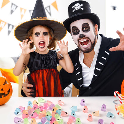 DTOFOOT 56 Pcs Luminous Mini Ghosts,Halloween Tiny Resin Ghosts Figures Glow in The Dark mini Ghosts Miniature Statue for Plant Pot Landscape Lawn Landscape Home Party Decor