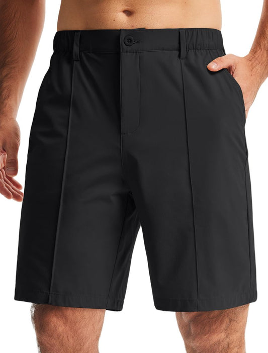 Libin Men's Classic Fit 9" Golf Shorts All Day Comfy Casual Shorts Quick Dry Lightweight Stretch Dress Travel Summer Clothing Work Outdoor Sports with Pockets Black 32