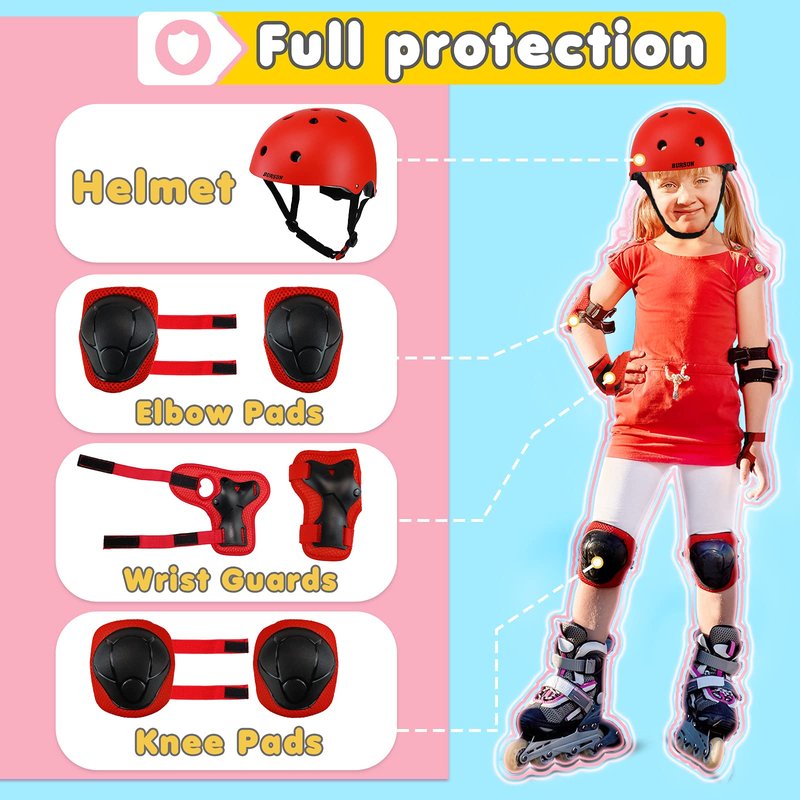 Kids Bike Helmet for Kids 3-5/5-8/8-14 Adjustable Toddler Helmets 2-4 Years with Knee Pads for Kids GirlsBoys Youth Skateboard Bicycle Helmet for Scooter Roller Skating Balance Bike