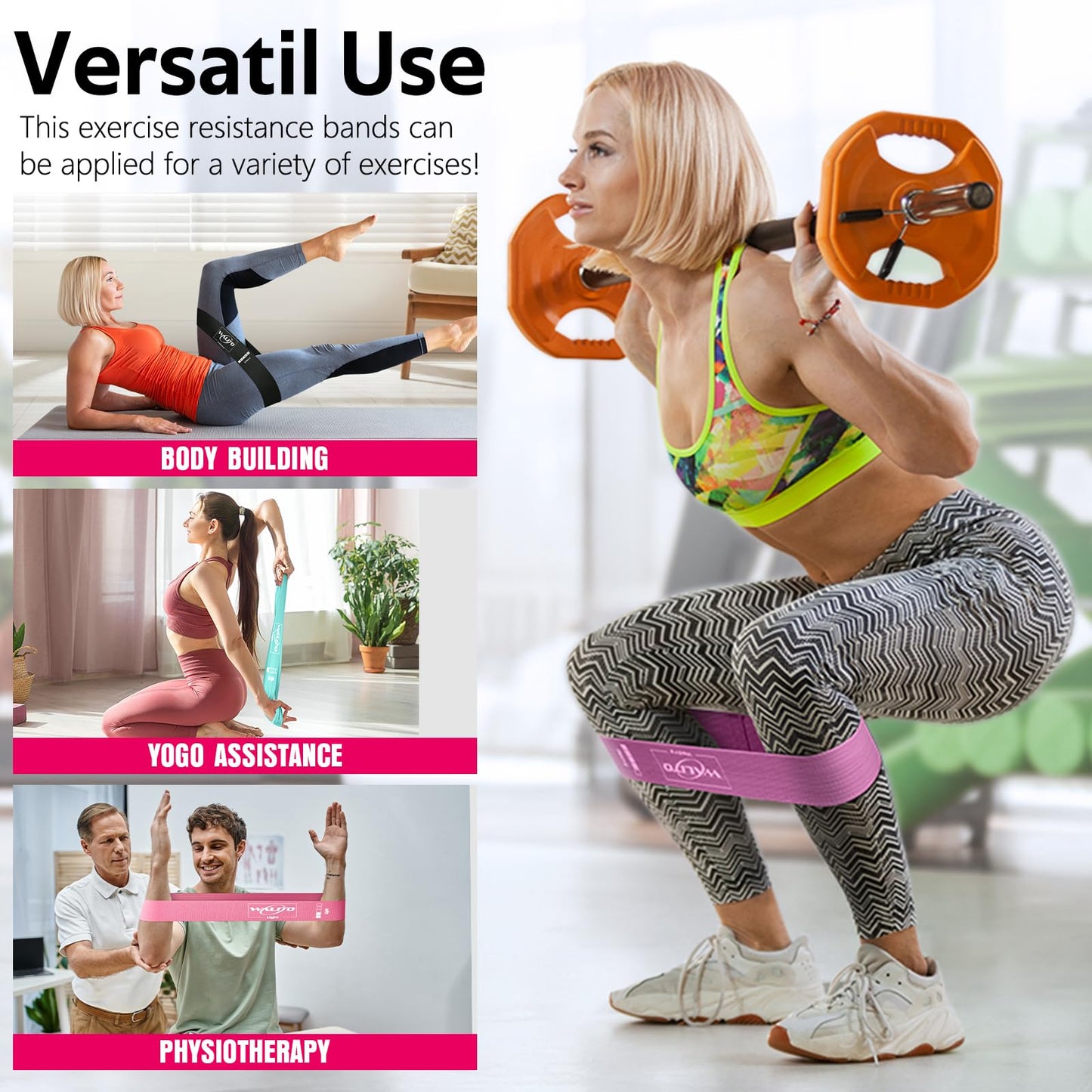 Fabric Resistance Bands for Working Out - Exercise Bands for Women Men,Non-Slip Booty Bands for Legs,Thigh Glute Bands for Workout,Fitness Bands for Yoga, Pilates, Physical Therapy and Home