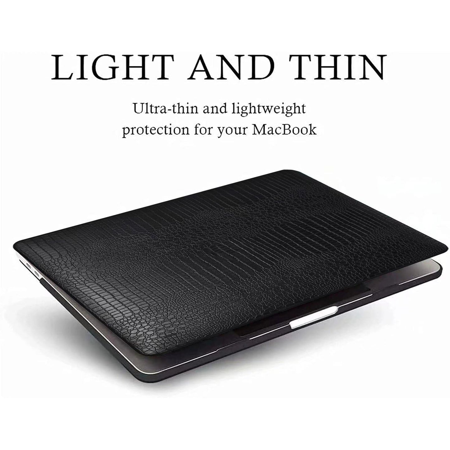 MOKASE Compatible with MacBook Air 13 inch Case 2021 2020 M1 A2337 A2179 A1932 with Touch ID, Hard Shell Leather Case & Keyboard Cover for New Air 13 inch with Touch ID 2018-2021, Black Leather