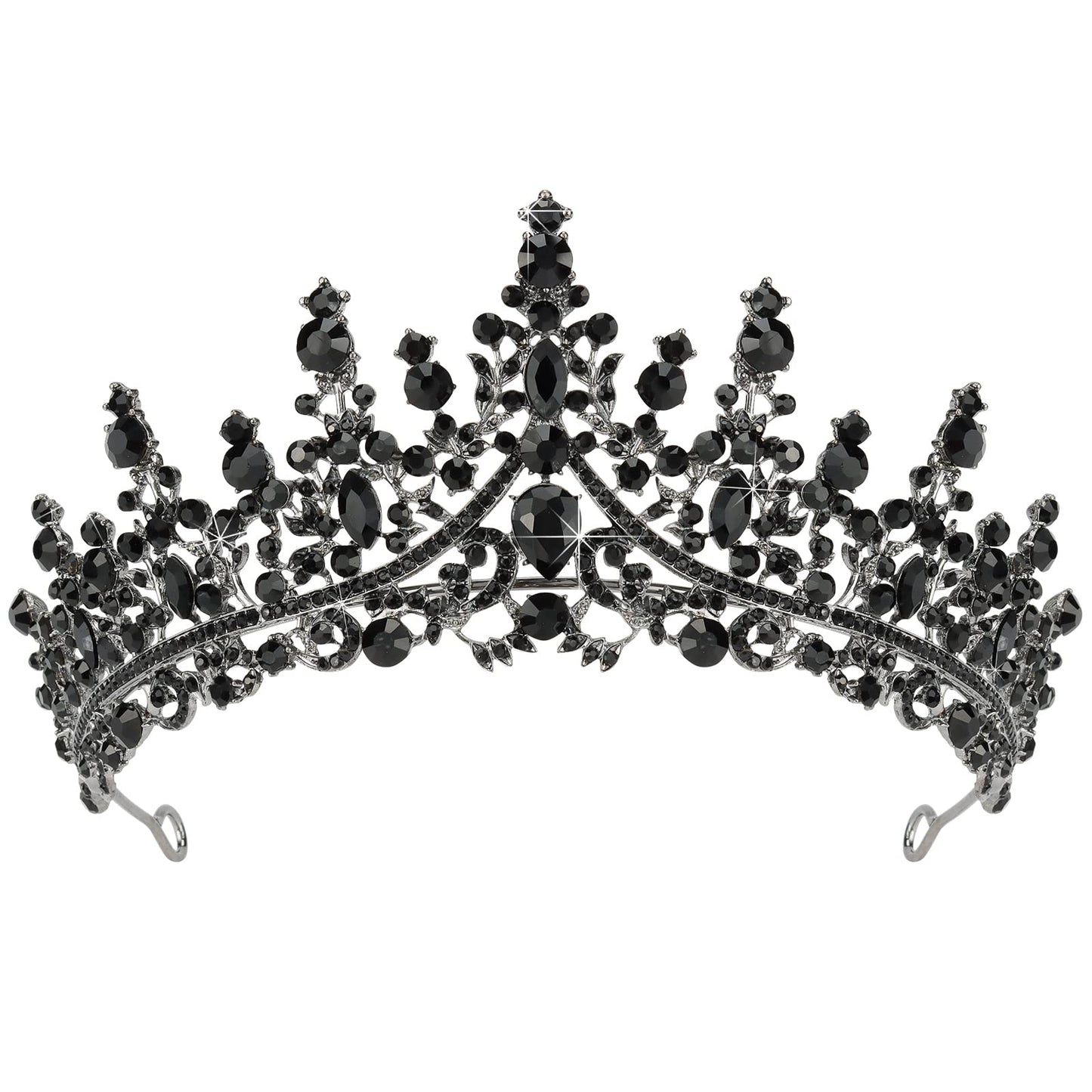 TOBATOBA Black Tiaras and Crowns for Women, Gothic Wedding Tiara, Black Swan Crown Gothic Halloween Costumes for Women Prom Cosplay Accessories