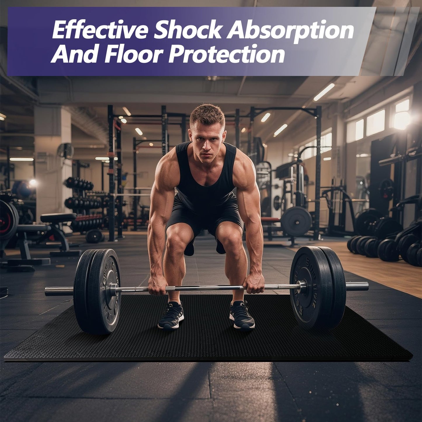 MAXTBEE 1/2 inch Thickened Interlocking Foam Floor Mats (24 Sq Ft), 6 Tiles 24X24in High Density EVA Foam Gym Flooring for Home Gym, Weightlifting, Kids Play Area, Non-slip, Free Splicing.