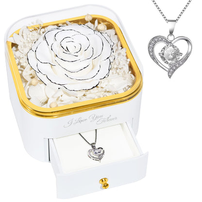 Beferr Valentines Day Gifts for Her Preserved Real Rose with Necklace Eternal Roses Forever Flowers for Delivery Prime Mothers Anniversary Birthday Gifts for Women Mom Grandma Wife Daughter Girlfriend