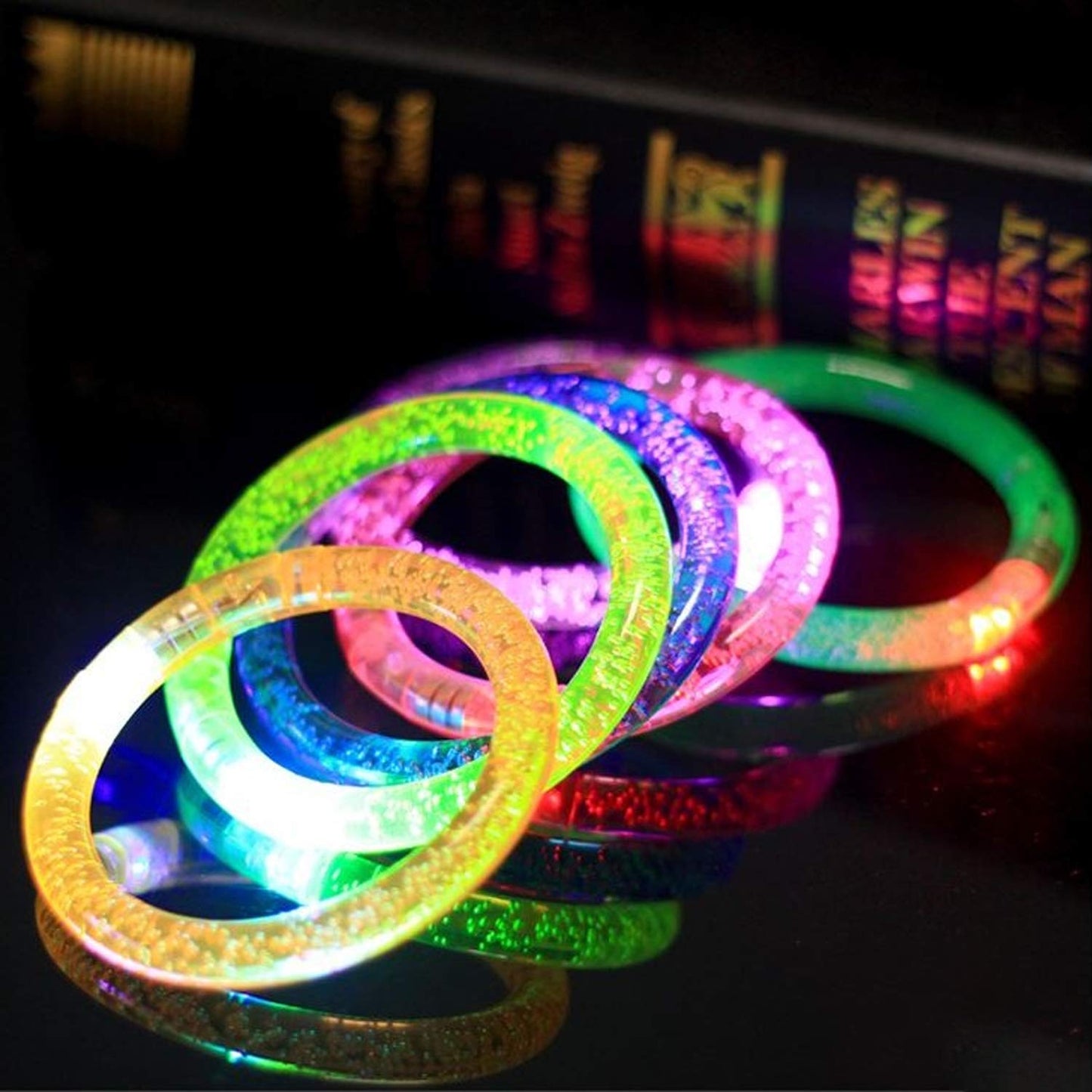 AMENON 24 Pack Glow In The Dark LED Bracelets Party Supplies for Adult, Flashing Light Up Bracelet Glow Sticks Party Favor Treasure Box Toys Classroom, Birthday, Back to School Halloween