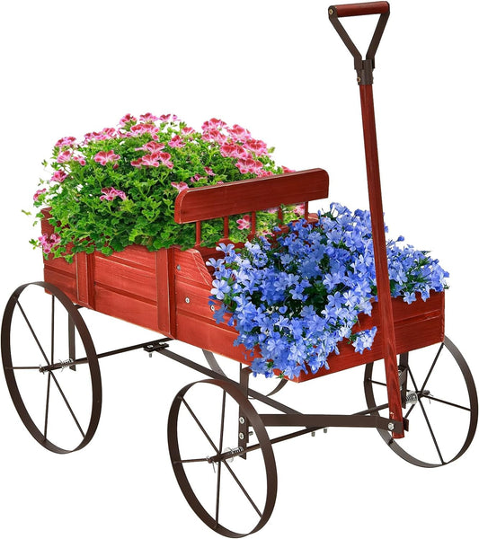 Generic Amish Wagon Decorative Indoor or Outdoor Garden Backyard Planter ,Garden Decor (Red)
